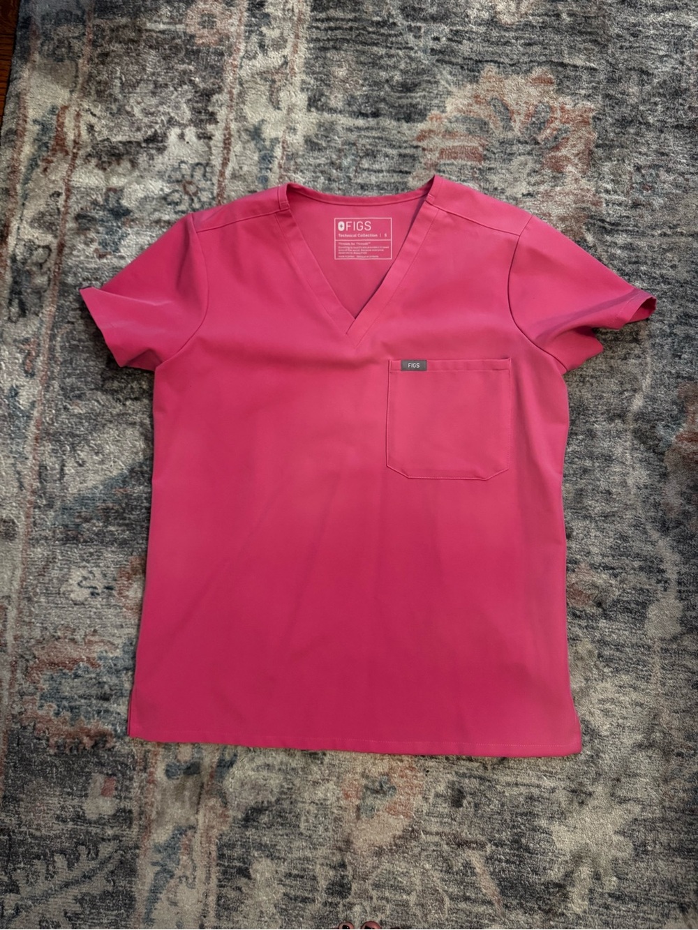 Figs Women's V-Neck Scrub Top in Hot Pink